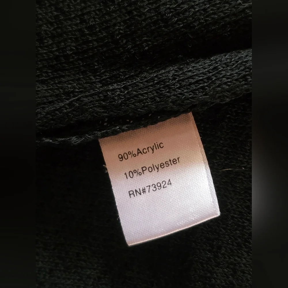 Ming Wang XL Black Textured Knit Long Sleeveless Vest Tunic Cardigan